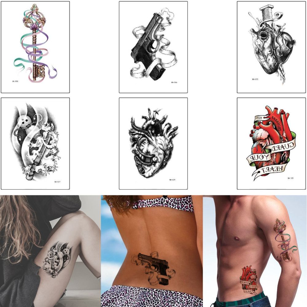 مؤقت الوشم فن الجسم ملصق القلب الحب بندقية صورة تصميم عشاق الوشم لرجل امرأة الأسلحة الساق كم مائي ماء رسم الرسام رسم 2021 من Homimly 3 47ر س موبايل Dhgate