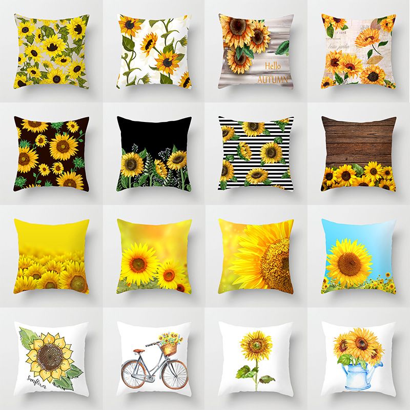 Sunflower Pillow Case Sofa Car Waist Throw Cushion Cover Home Decoration 18'' 