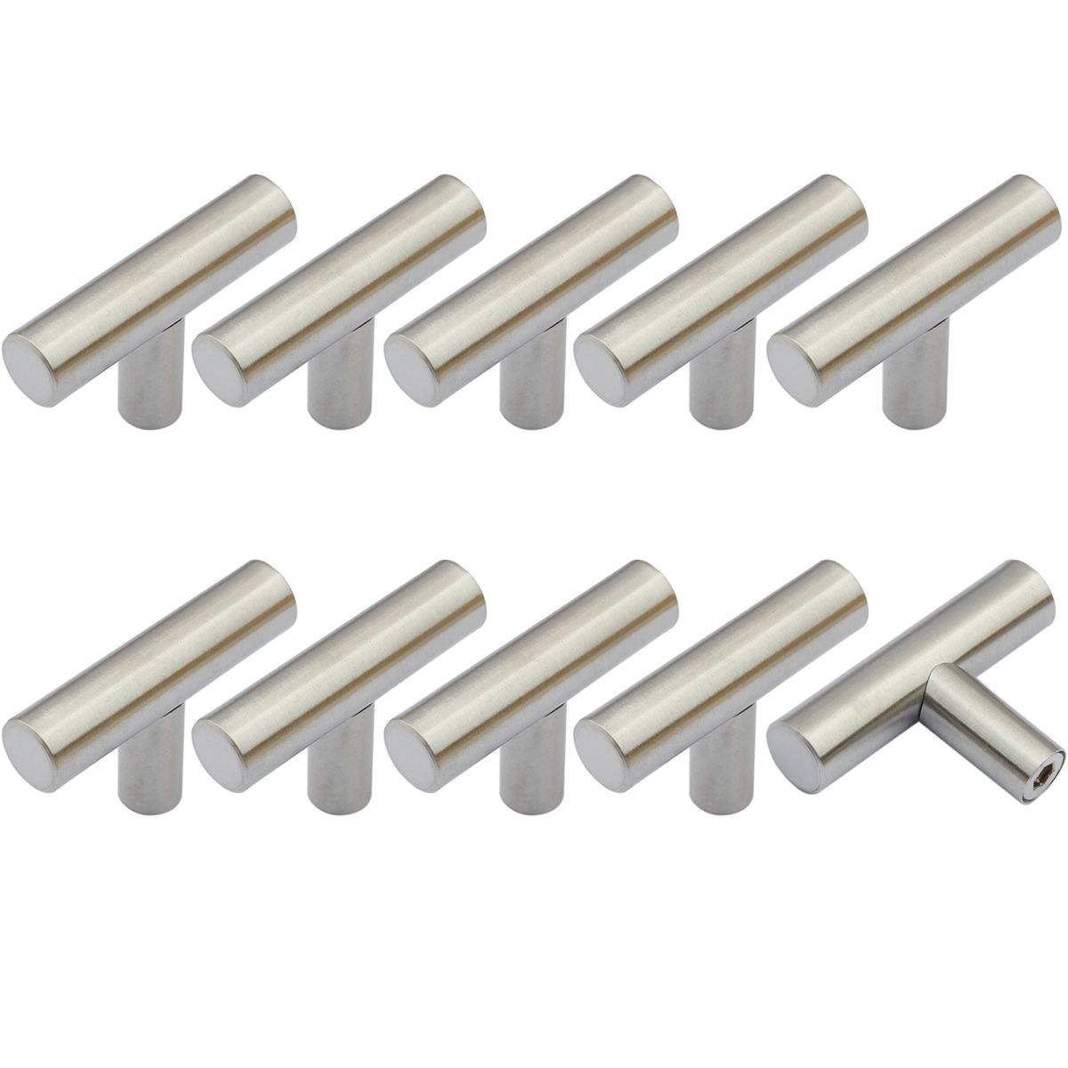 2019 Cabinet Pull Knobs Brushed Nickel T Bar Single Hole Round