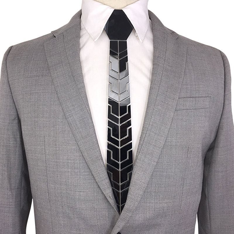 New Arrival Black Mirror Fashion Slim Necktie Acrylic Mirror Black
