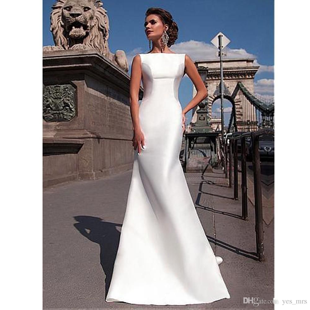 satin sleeveless wedding dress