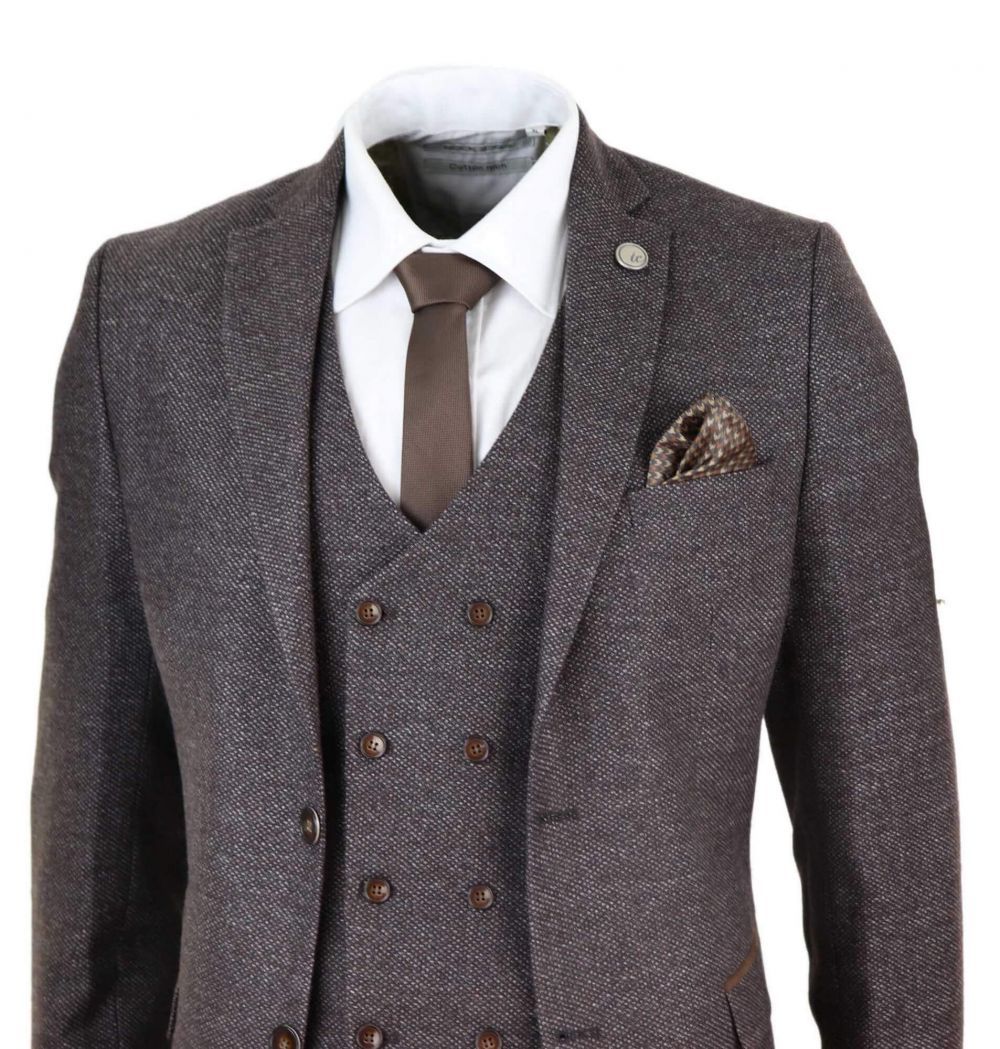 ainr Mens Classic Long-Sleeved Double-Breasted Slim Fit Suit Vest