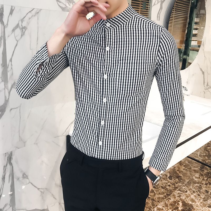 2022 Spring Men Clothing 2018 New Fashion Striped Shirt Men Slim 