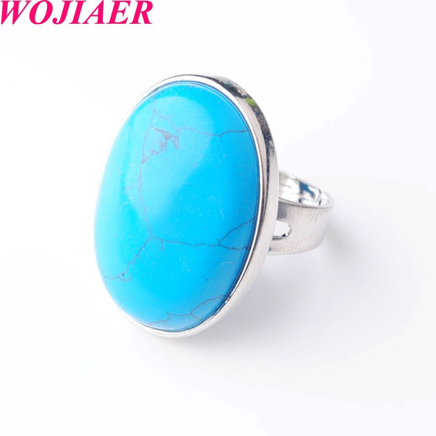 Campo de minas Reacondicionamiento Supervivencia Wojiier Oval Natural Gem Piedra azul turquesa anillos de dedo anillo de fiesta para hombres mujeres Campo de minas Reacondicionamiento Supervivencia Wojiier Oval Natural Gem Piedra azul turquesa anillos de dedo anillo de fiesta para hombres mujeres
