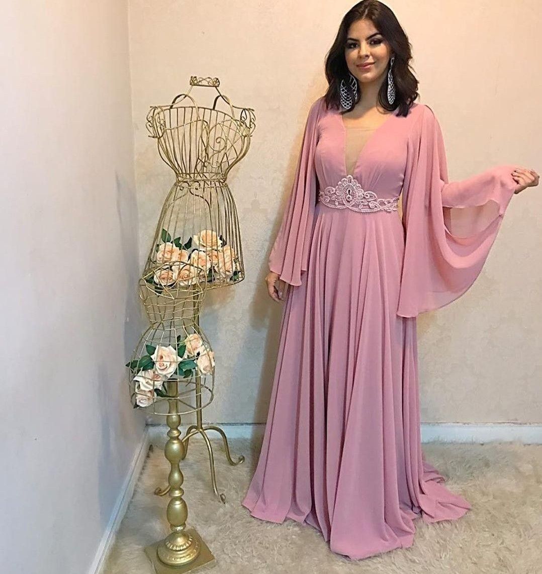 Großhandel Elegante Abendkleider 9 Lange Flatterärmel Chiffon Sweep Zug Schärpe Vestidos De Fiesta Plus Größe Lange Prom Party Kleider Von Großhandel Elegante Abendkleider 9 Lange Flatterärmel Chiffon Sweep Zug Schärpe Vestidos De Fiesta Plus Größe Lange Prom Party Kleider Von