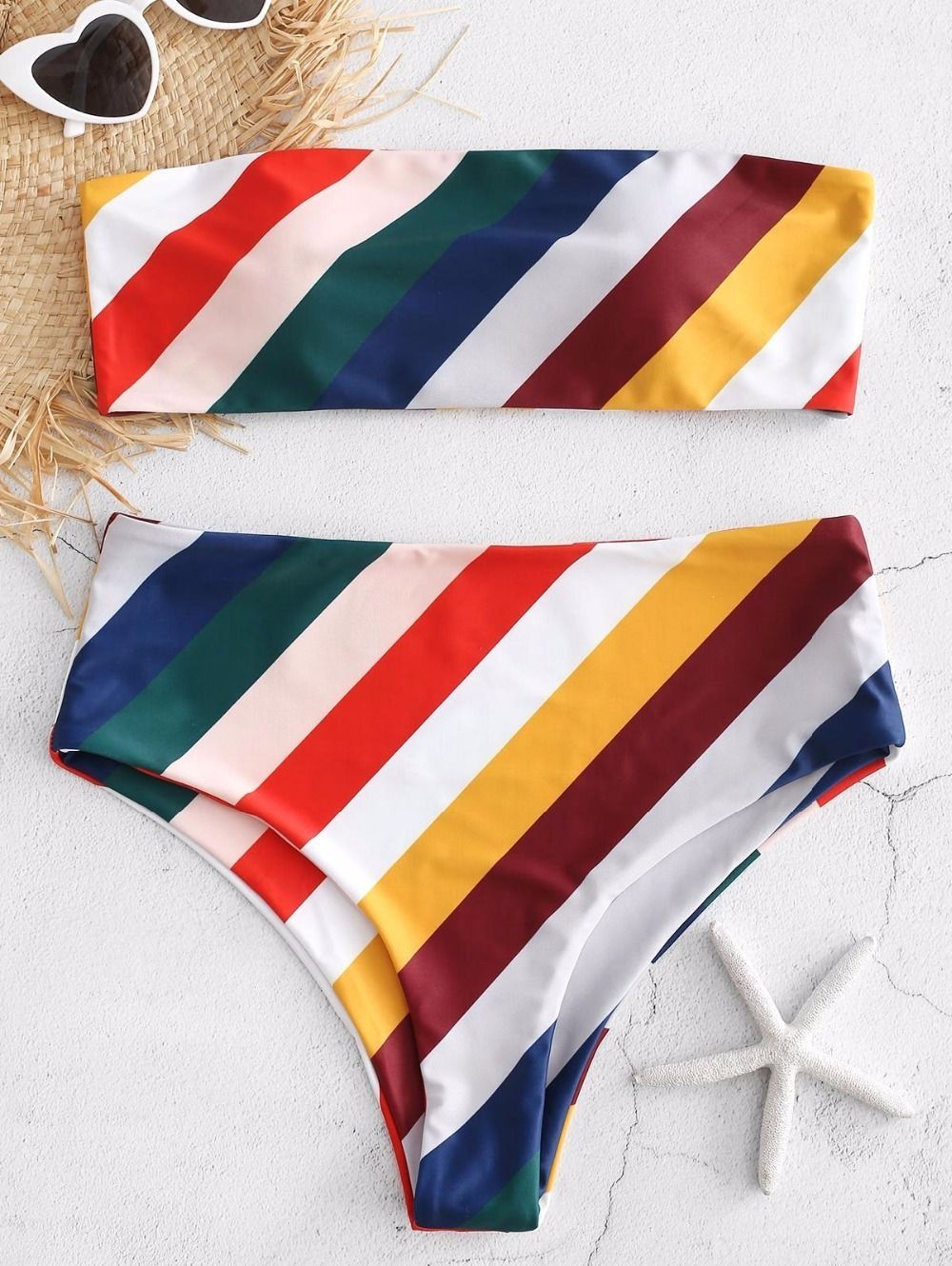 striped strapless bikini