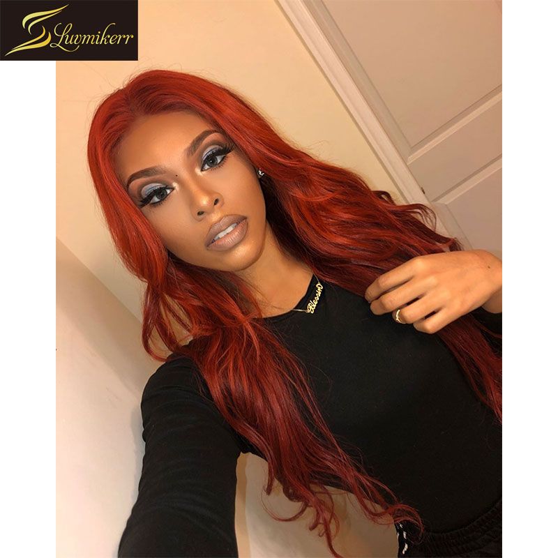 250 Density Glueless Orange Brazilian 13 6 Lace Front Human Hair
