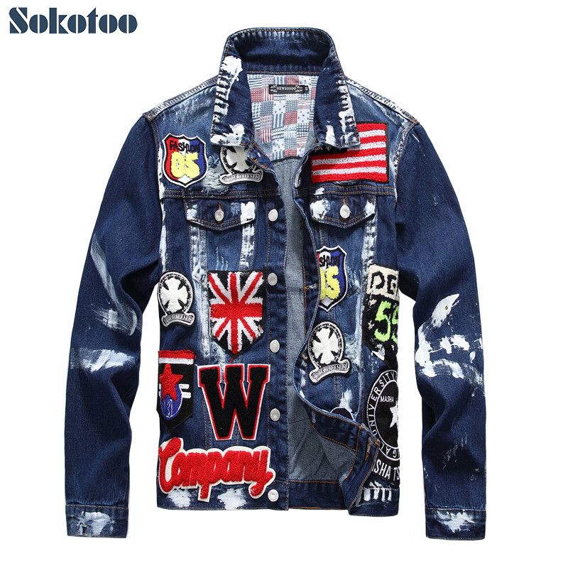 Compra Parches Sokotoo Los Hombres De Diseño Delgado De La Chaqueta De  Mezclilla Ajuste Ejército Capa Blanca Del Mosaico Verde De Abrigo Para El  Hombre T200318 Barato | Entrega Rápida Y Calidad 