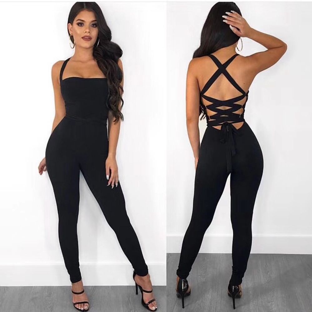 black bandage jumpsuit