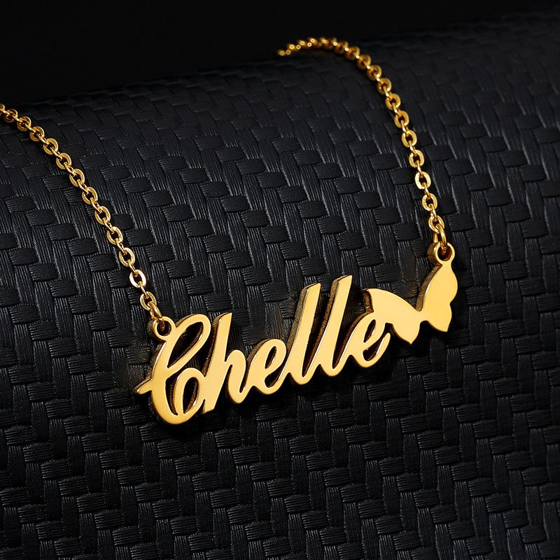 Wholesale Personalized Name Necklace With Butterfly Gold Heart