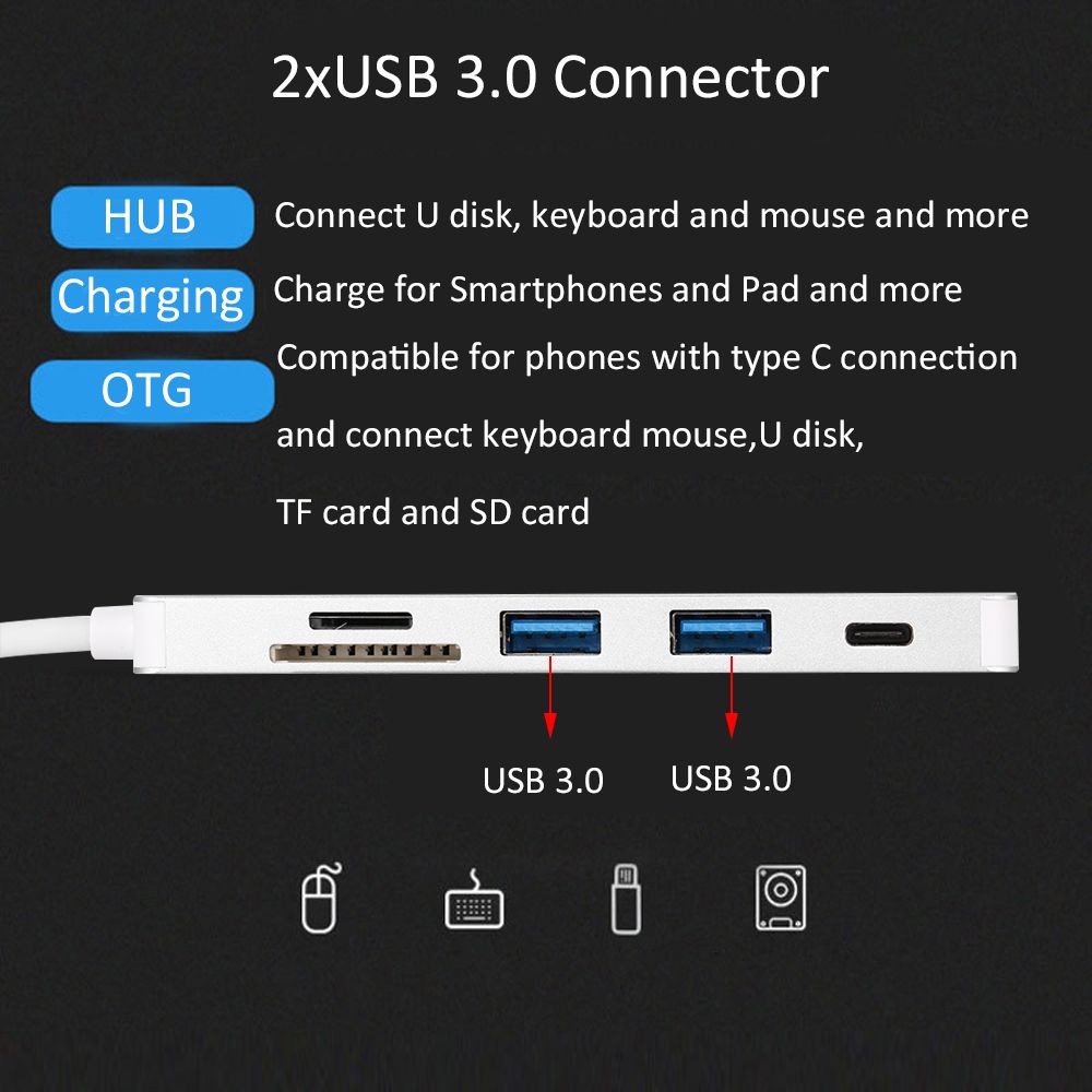 LICHENGXI-US USB hubs for Smartphones Type-C USB hubs Color : Black 
