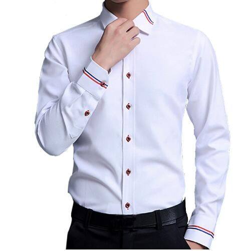 Compra Marca De Calidad Superior De Vestir Para Hombre Camisa De Algodón  Hombres Slim Fit De Manga Larga Camisa De La Boda Casual De Negocios Macho  Homme Camisa Blanca Barato | Entrega