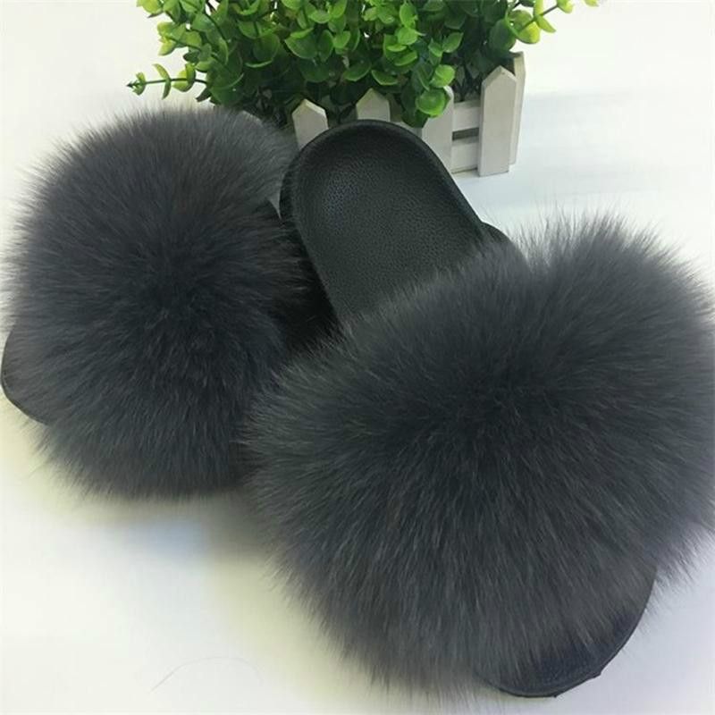 ladies fluffy sliders