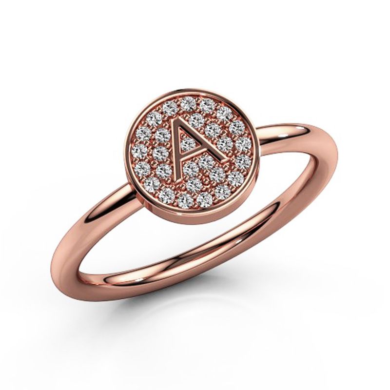 Anillo De La Primera Letra De La Letra A-z De Circonio Rosa Anillo De La Primera Letra De La Letra A-z De Circonio Rosa