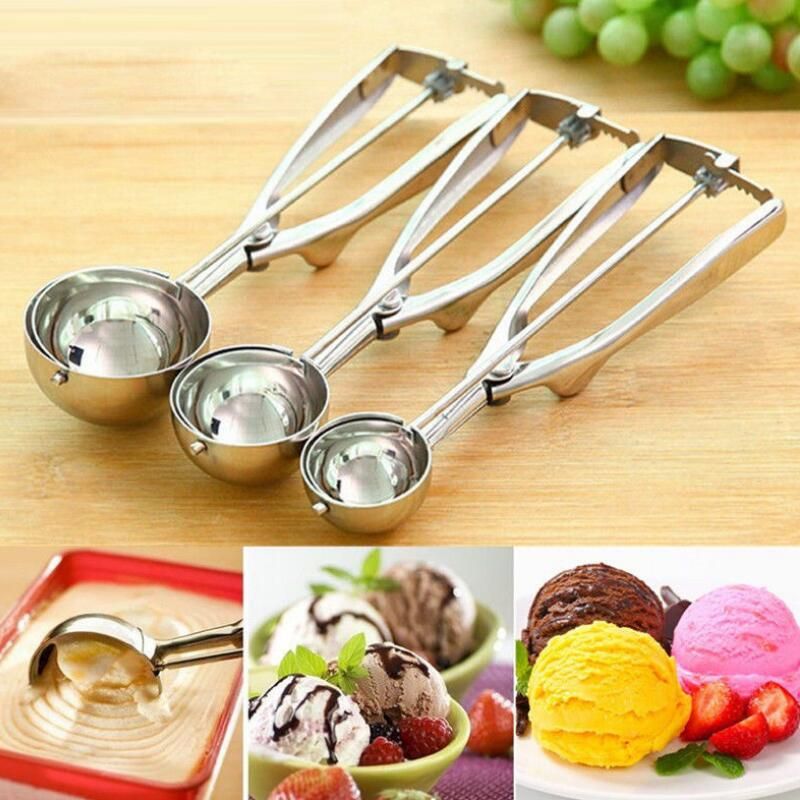 Stainless Steel 5cm Scoop for Ice Cream Mash Potato Food Spoon Kitchen Ball New 