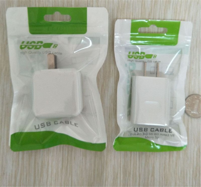 Flat Braided Cable Bag Plastic Zipper Poly Bag Retail Package For