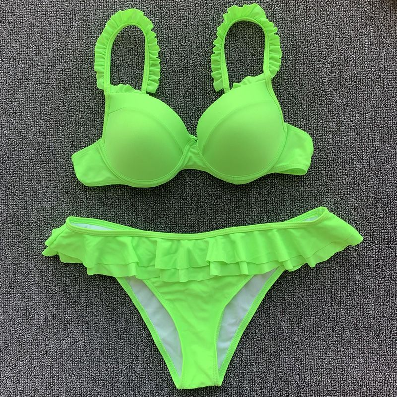 neon green underwire bikini