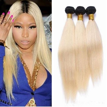 Two Tone 1b 613 Ombre Virgin Hair 3 Bundles 9a Dark Roots Blonde