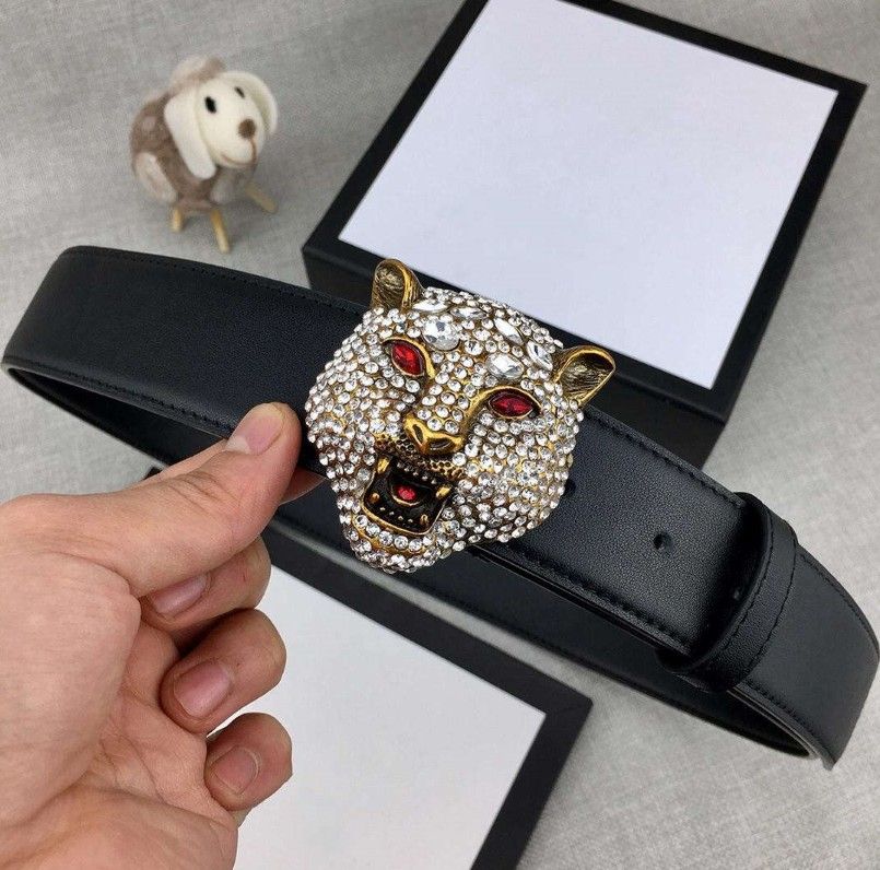 Fashionable Diamonds Brass Tiger Head Designer Belts Luxury Belts Mens ...
