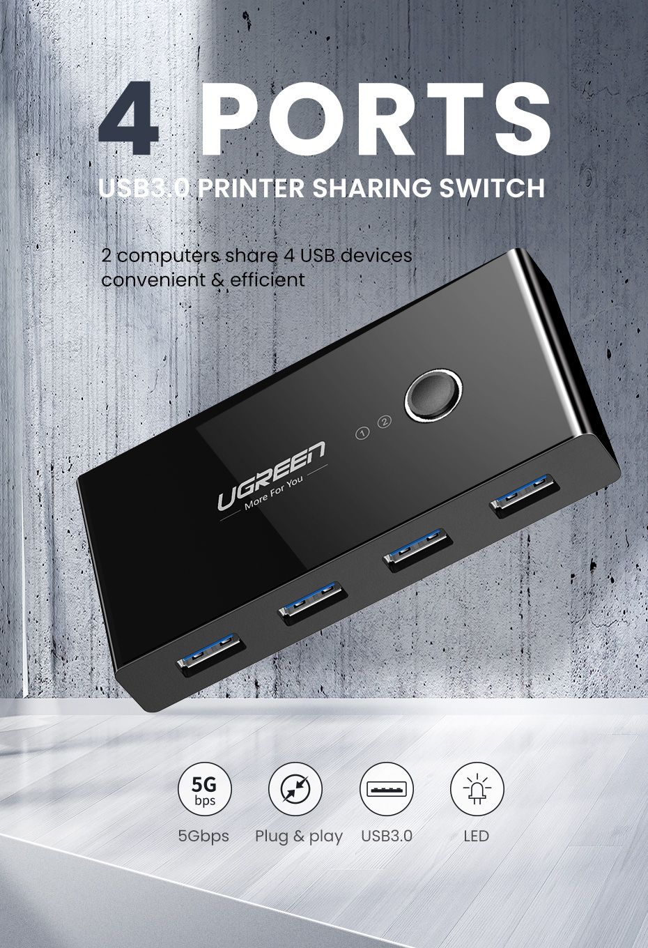 lista Cintura Reproducir USB KVM Switch Box USB 3.0 2.0 Conmutador de 2 puertos PC compartiendo 4 Dispositivos para lista Cintura Reproducir USB KVM Switch Box USB 3.0 2.0 Conmutador de 2 puertos PC compartiendo 4 Dispositivos para