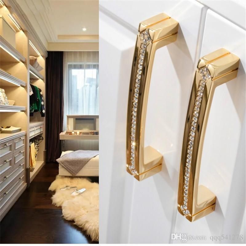 2019 Cabinet Knobs 24k Real Gold Czech Crystal Drawer Door Handle