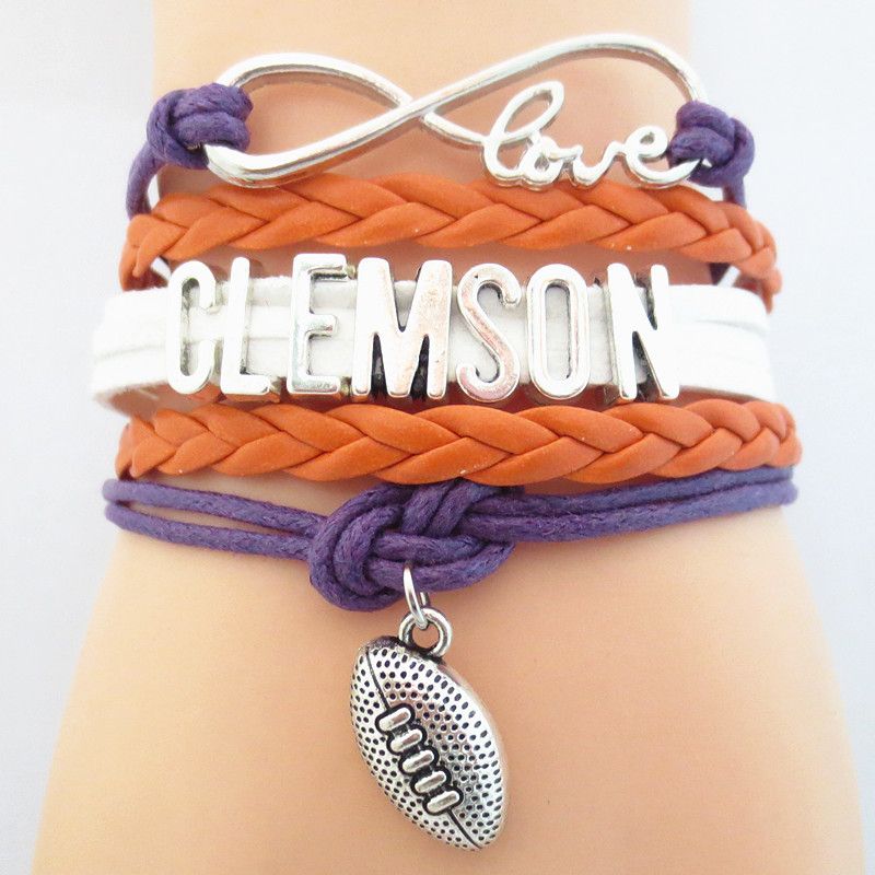 Infinity Love Clemson Tigers Football Bracelet Sport équipe charme womenmen Jewelry