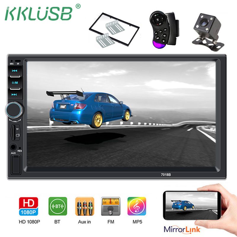 2Din 1080P Car Radio MP5 Player Rearview Camera Audio Android Phone Mirror Link