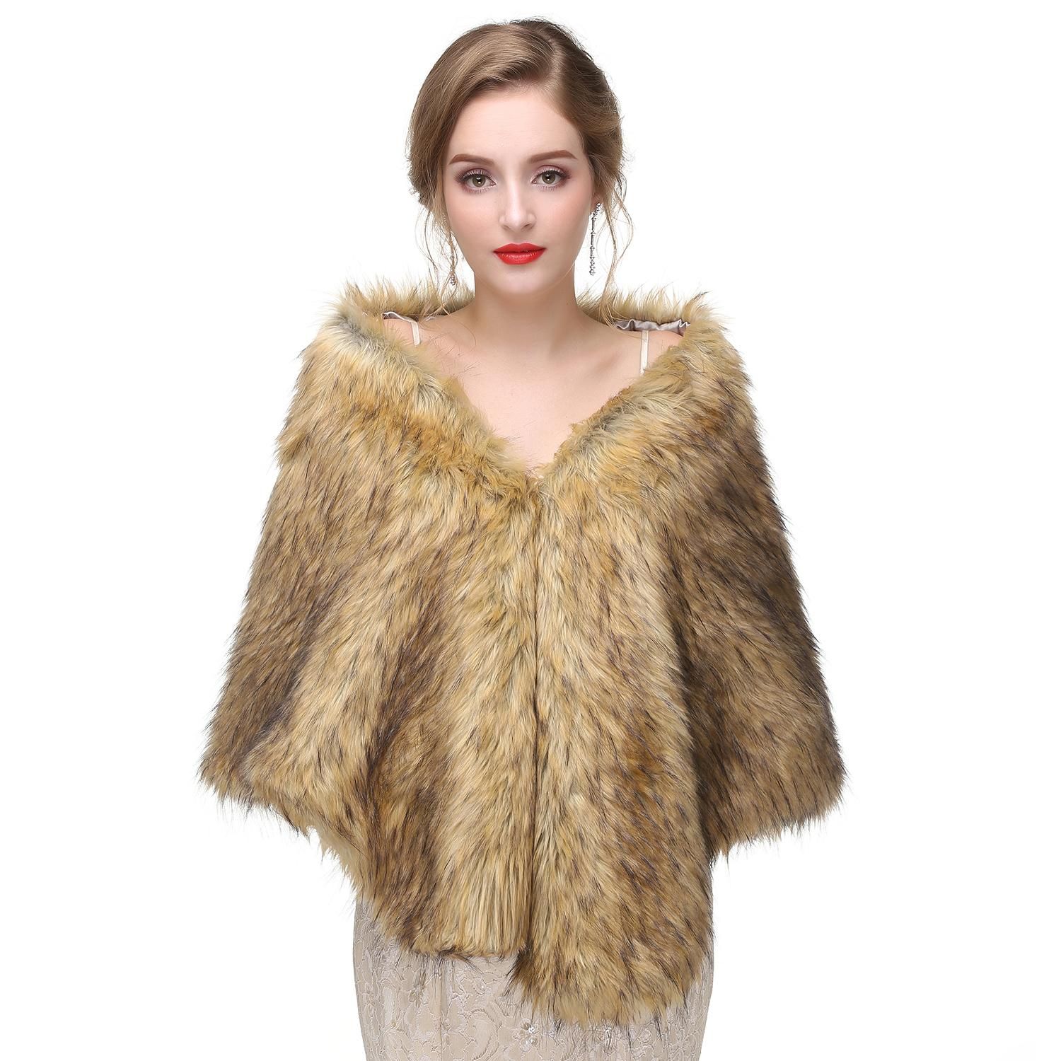 wedding dress with fur stole