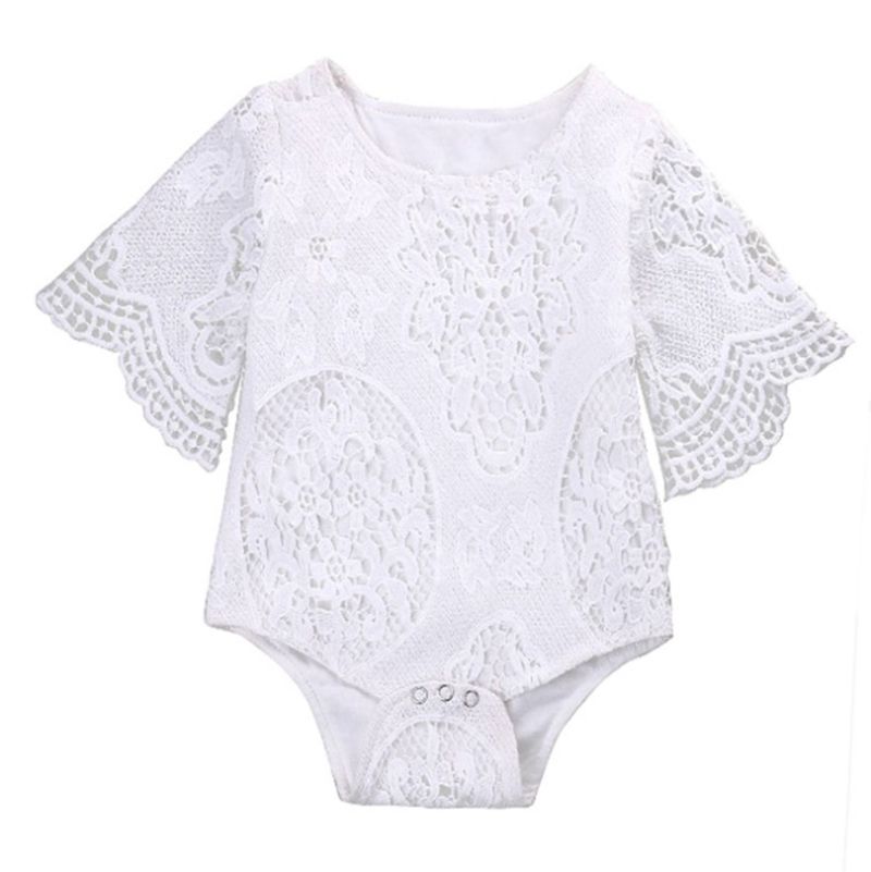 2021 INS Baby Rompers White Lace Baby Girls Jumpsuits Hollow Newborn