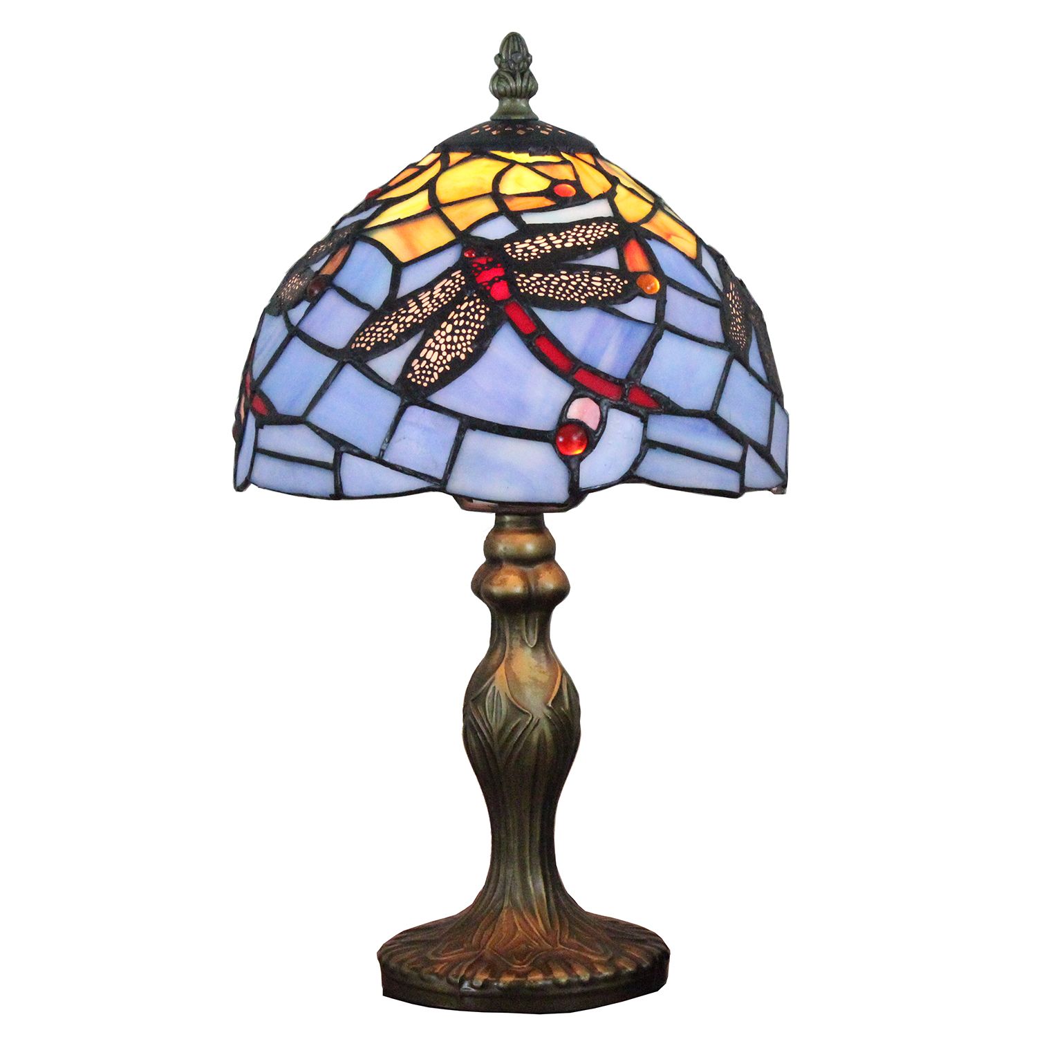 2019 8 Inch Small Leaded Glass Desk Lamp Stained Glass Dragonfly