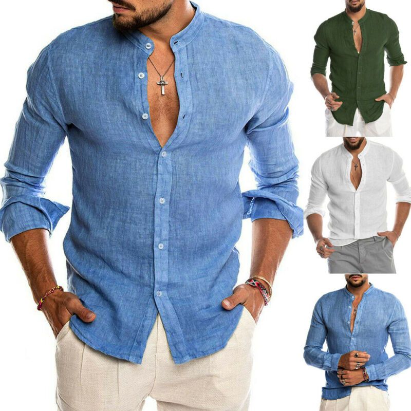 Camisa para hombre Casual elegante Fit Camisas de vestir casual de manga larga con 4