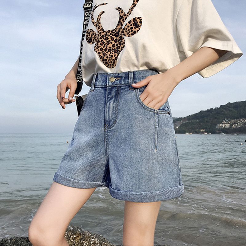 wide leg denim shorts