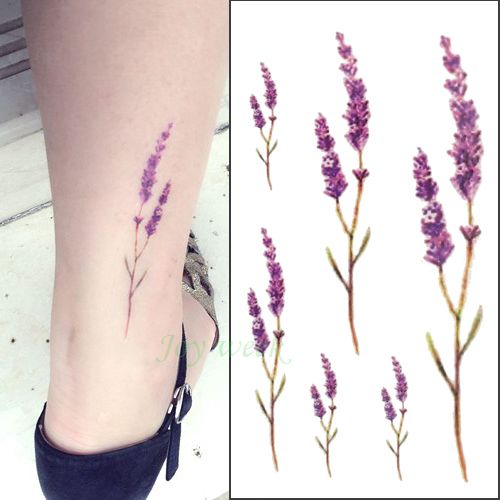 Acheter 24 Dessins Fleur Autocollant De Tatouage Temporaire Imperméable Lotus Feuille Fille Lavande Tatouage Autocollants Flash Tatoo Faux Tatouages
