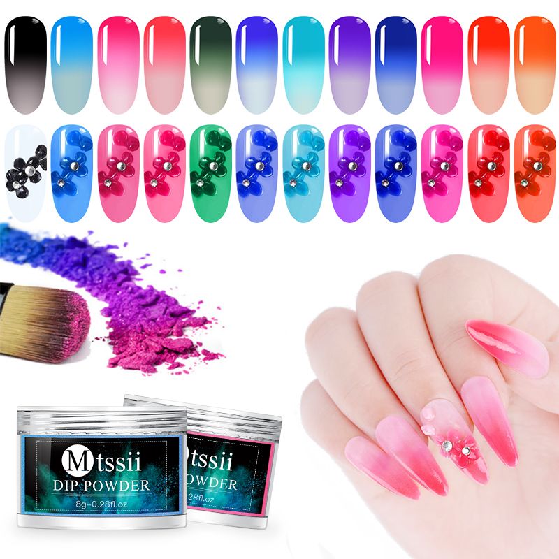Nail Glitter Thermal Dipping Powder Color Changing Dip Art Gel Polish