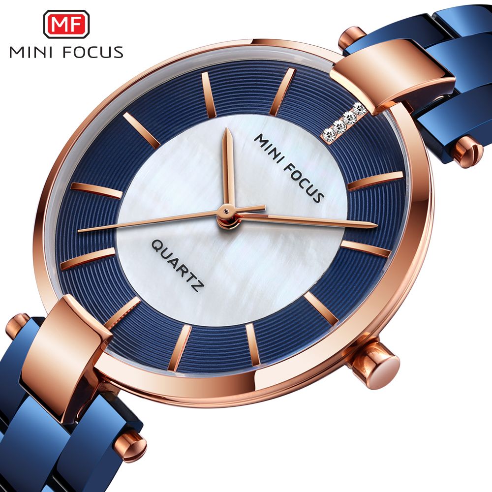 Minifocus Blue Rose Gold Watch Women Watches Casual Ladies Quartz