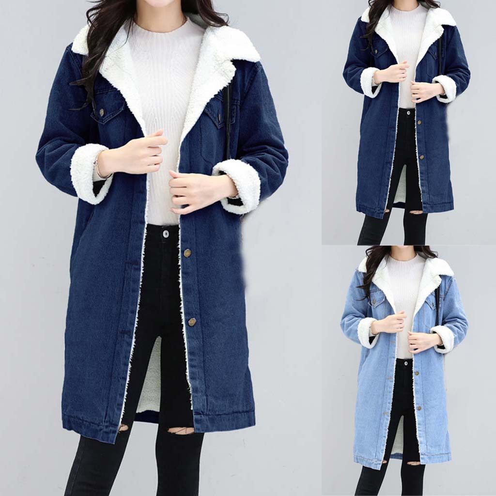 Acquistare 2019 Giacche Di Jeans Donna Giacca Invernale Blu Jean Manica  Lunga Vintage Addensare Caldo Pile Denim Coat Punk Cappotto Outwear Lungo  Jean Economico | Consegna Veloce E Qualità | It.Dhgate