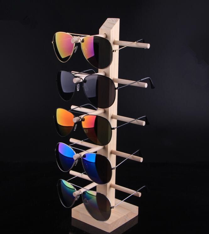 Estante De Exhibición De Las Gafas De Sol De Madera 3 Capas 