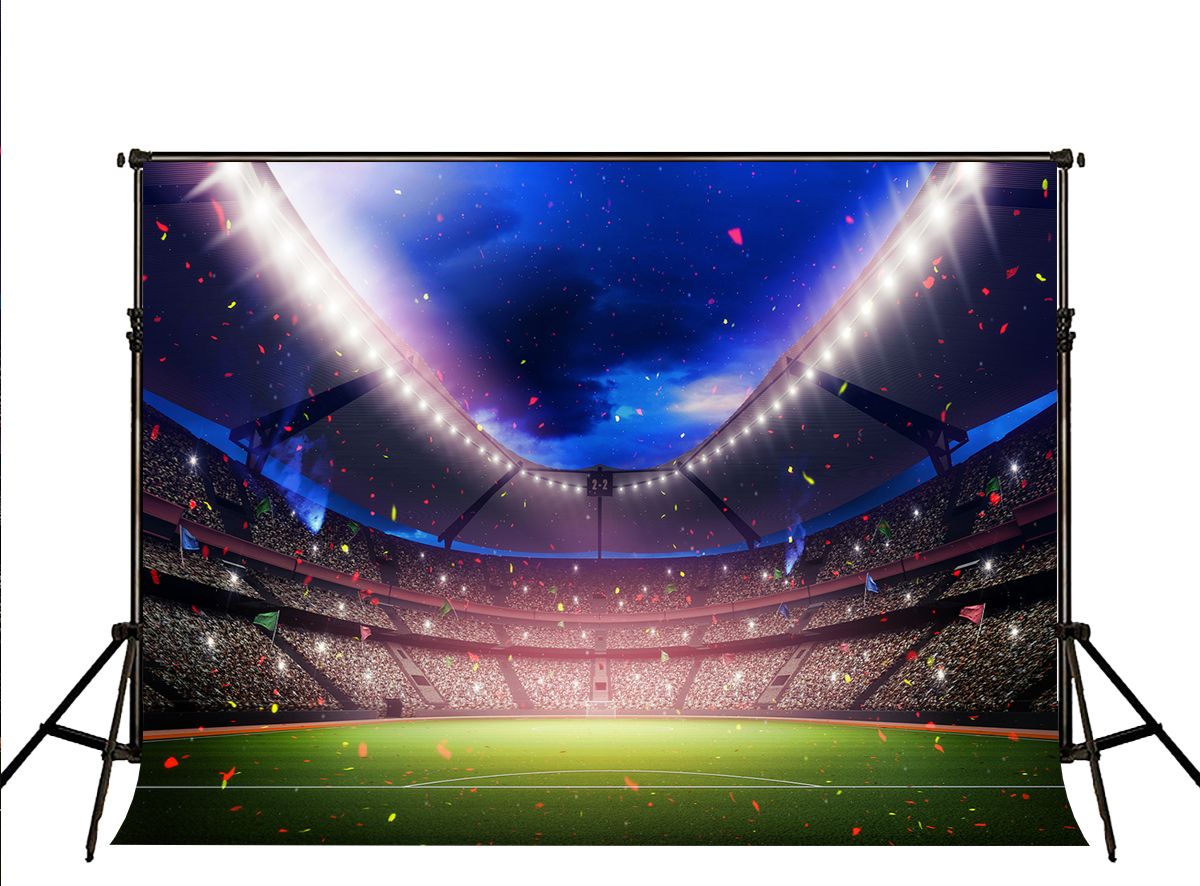 Dream 7x5ft Evening Stadium Lighting Photography Backdrop Blue Sky Colorful  Paper Background for Sports Theme Party Decor Photo Shoot Prop