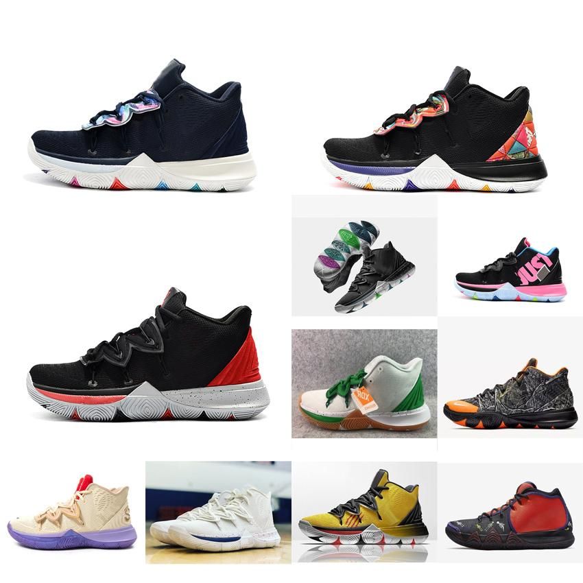 2020 Mens Kyrie 5 Shoes Galaxy Taco Black White Red Multi Color