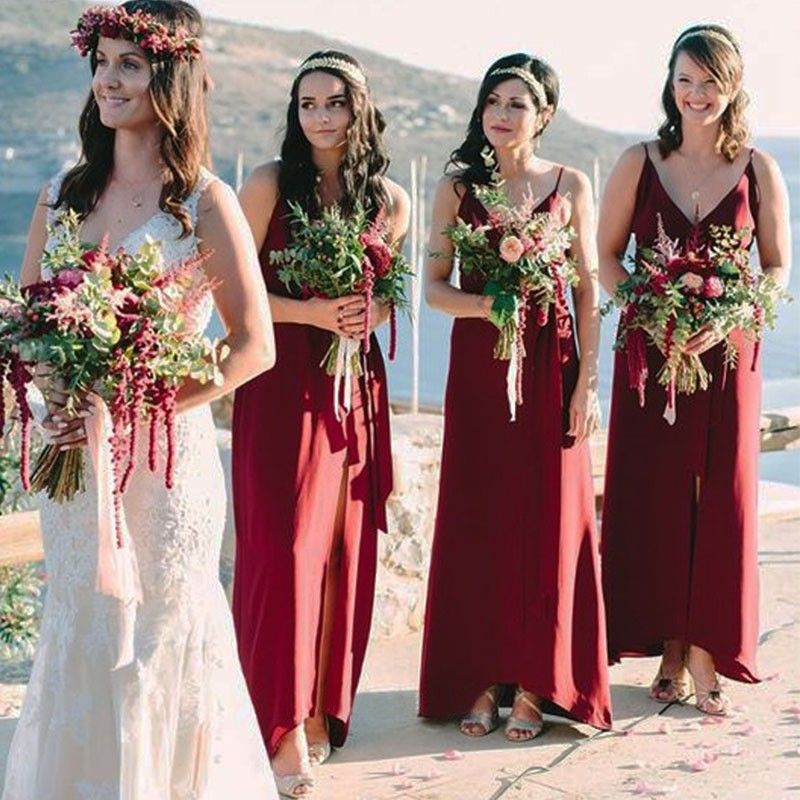 rustic burgundy bridesmaid dresses