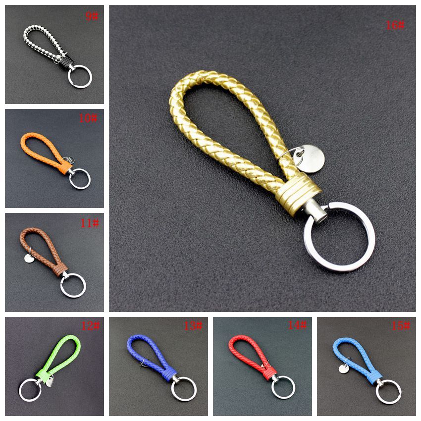 PU Leather Braided Keychain Manual Woven Rope Keyring Bag Pendant Key