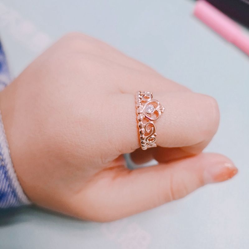 Compre Al Por Mayor Princesa Anillo De La Corona Para Pandora Plata De Ley  925 Chapada En Oro Rosa Con Las Damas Diamante De La CZ De Alta Calidad  Anillo Con La
