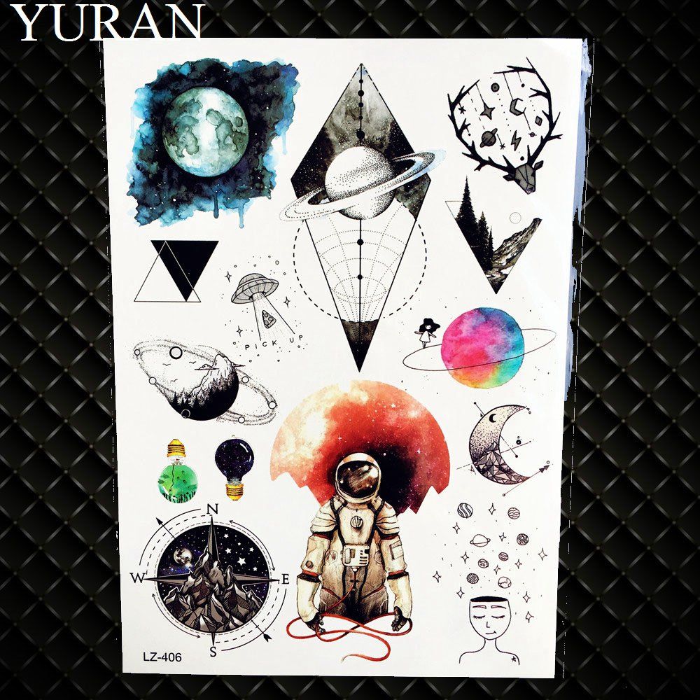 Acheter Yuran Aquarelle Bras Tatouage Autocollants Femmes Corps Artm Temporaire Tatouage Hommes Mode Géométrique Totem Faux Poitrine Tatoo Triangle