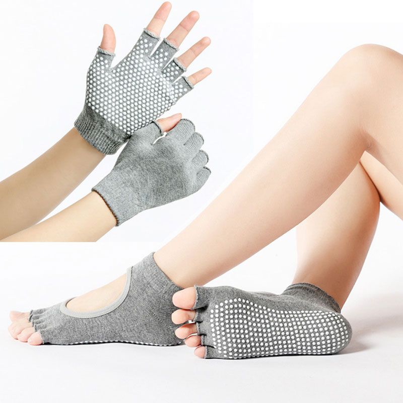 2020 New Women Professional Yoga Anti Slip Socks Gloves Set For Girl Gym Fitness Dancing Sports