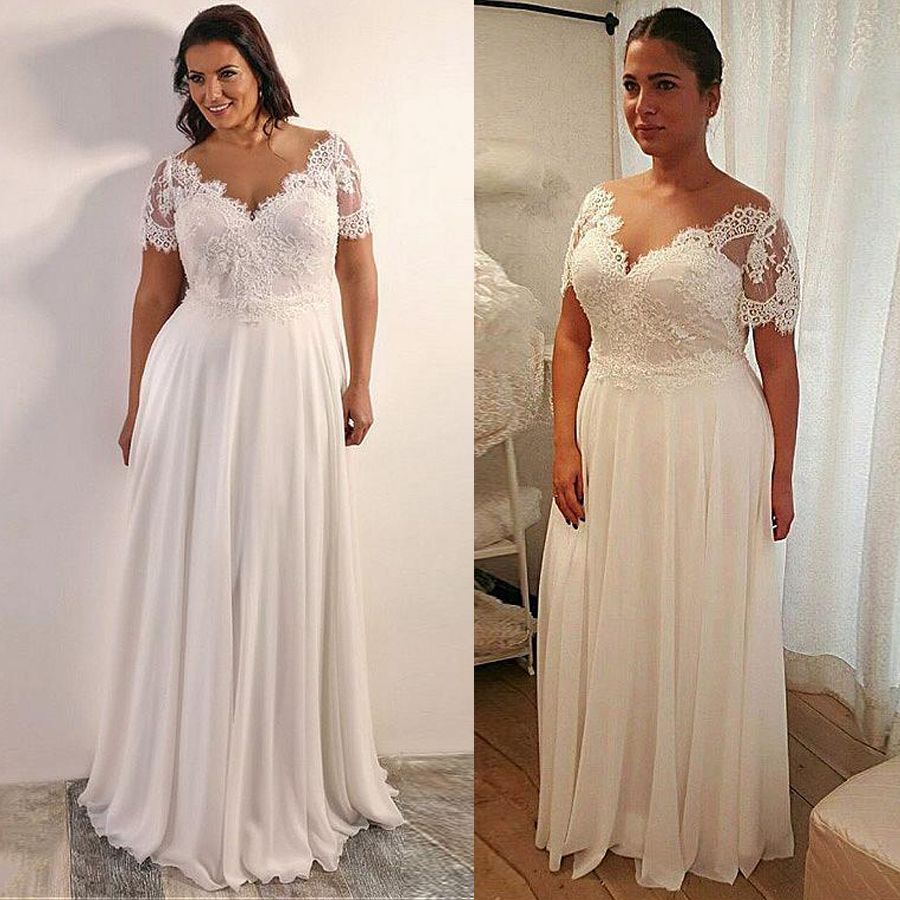 chiffon wedding dress with lace top