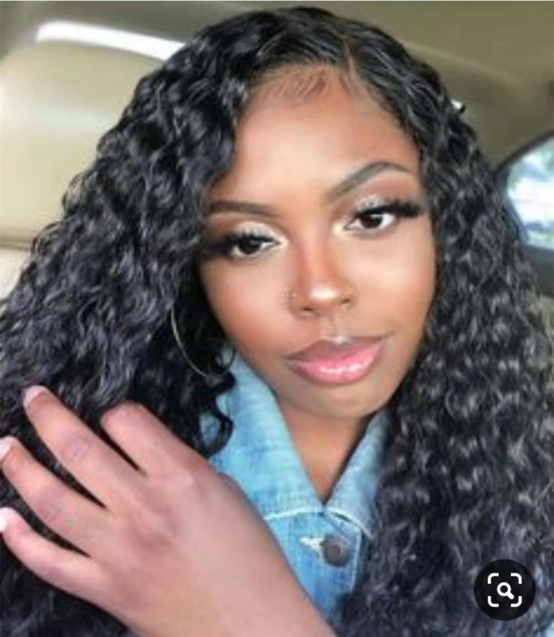 Stunning African American Water Wave Human Hair Wig Curly 360 Lace