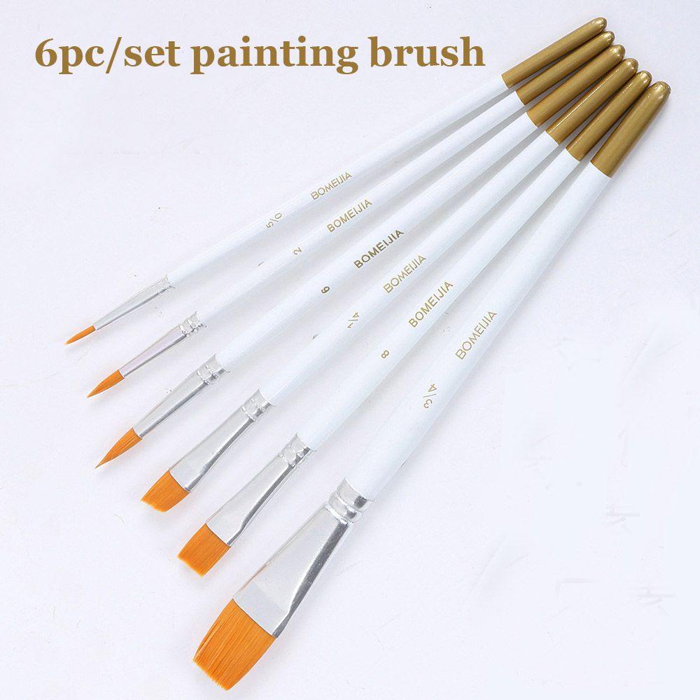 6pcs//set Paint Brush Nylon Hair Watercolor Acrylic Oil Drawing Painting Artist
