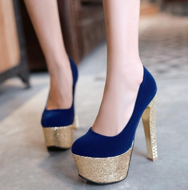royal blue platform heels