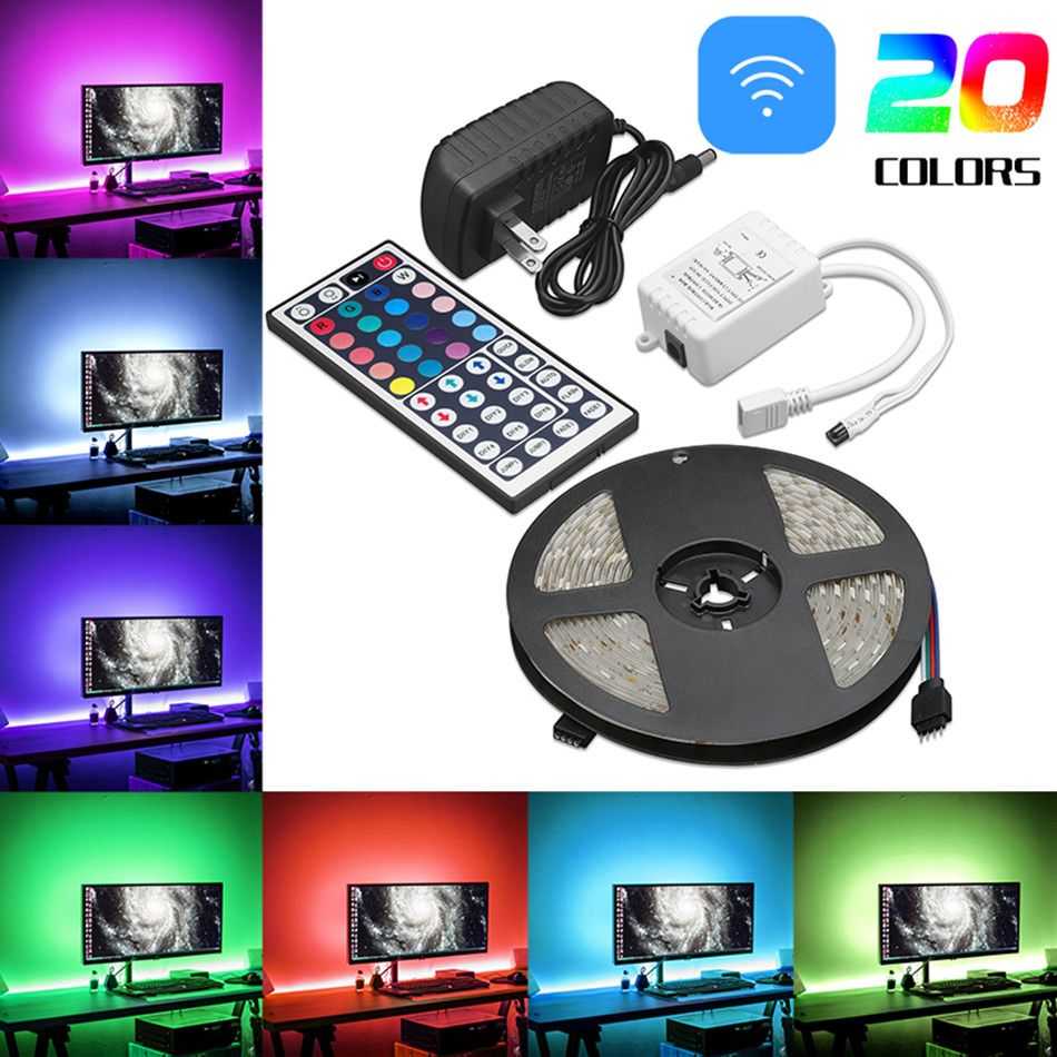 5M RGB 5050 Non Waterproof LED Strip light SMD 44 Key Remote 12V Power