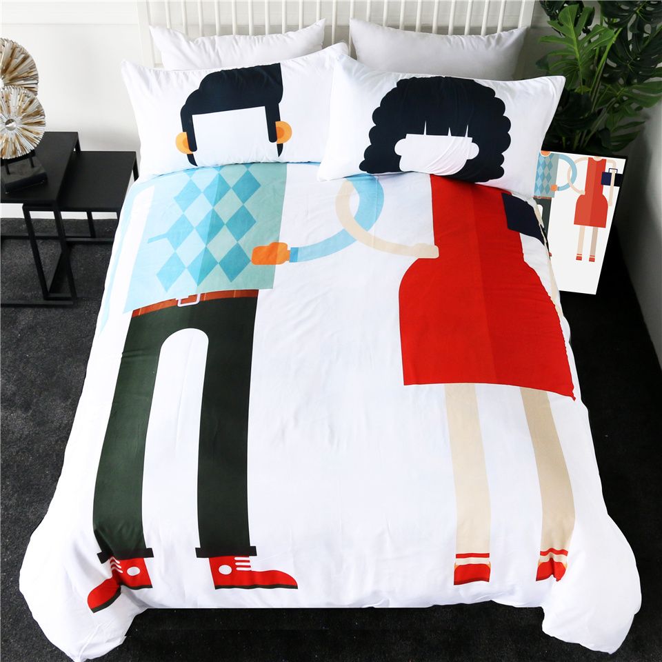 Couples Bedding Set Queen Wedding Lovers Duvet Cover Set Dress Up